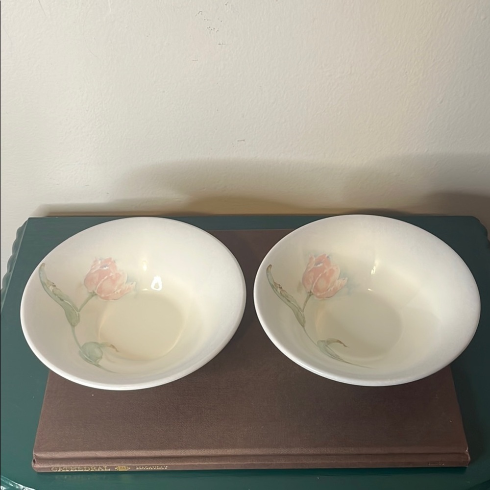 Vintage Portmeirion‎ Seasons Susan Williams Soft Blue w/ Pink Tulip Pastel Bowls